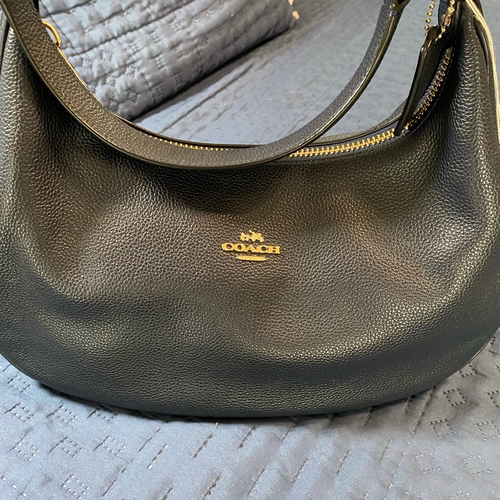 Coach Navy blue pebble leather bag